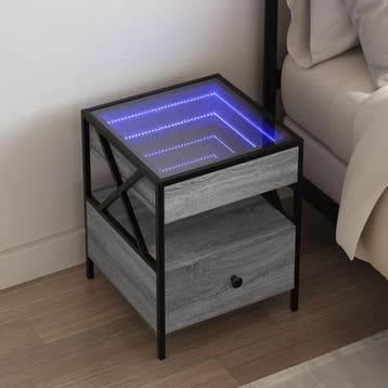 vidaXL Nachtkastje met Infinity LED 40x40x51 cm grijs sonoma, Verzenden, Nieuw