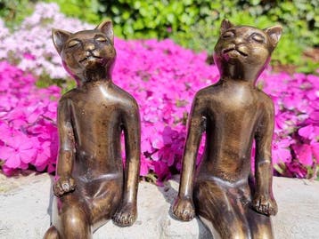 Beeldje - Dreaming cats - Brons