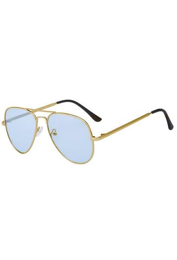KIMU® Bril Avator Heren Goud Montuur Blauwe Glazen Gouden Pi, Handtassen en Accessoires, Ophalen of Verzenden, Nieuw, Blauw