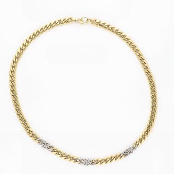 Halsketting - 8 karaat Geel goud, Witgoud Diamant