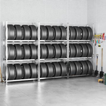 vidaXL Bandenrekken 3-laags 3 st 110x40x200 cm staal, Verzenden, Nieuw