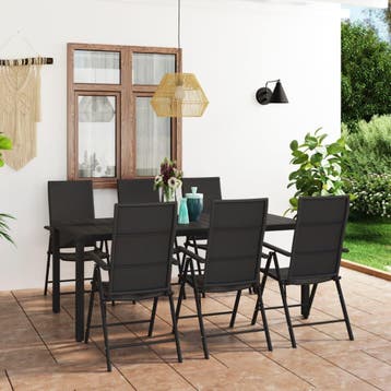 vidaXL 7-delige Tuinset zwart, Verzenden, Nieuw, Tuinset