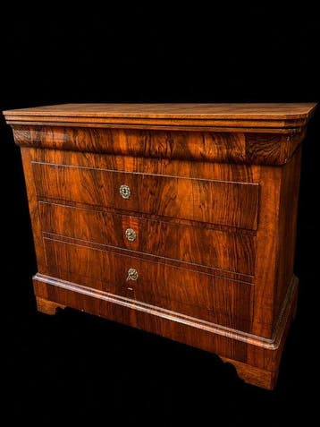 Commode - Acajou, Ronce de noyer - vers 1840, Antiquités & Art