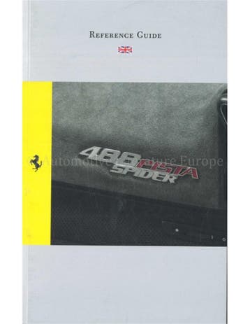 2018 FERRARI 488 PISTA SPIDER VERKORT INSTRUCTIEBOEKJE