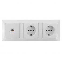 UTP RJ45 Stopcontact 2-voudig met Randaarde & LED toebehoren, Doe-het-zelf en Bouw, Elektriciteit en Kabels, Nieuw, Verzenden