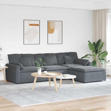 vidaXL Modulaire bank met voetenbank en kussens donkergrijs, Huis en Inrichting, Verzenden, Nieuw