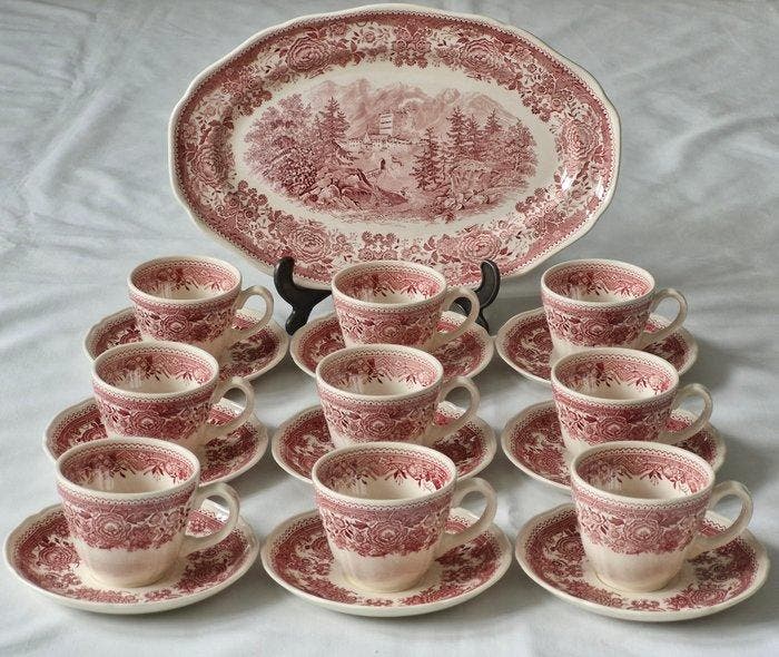 Villeroy & Boch - Koffieservies (19) - Burgenland, Rood -, Antiek en Kunst, Antiek | Meubels | Tafels
