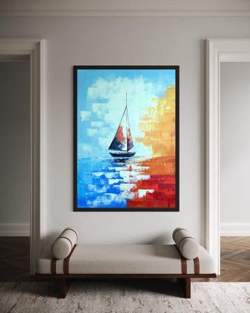 Yann Le Cléach - Voilier au petit matin XL Huile sur toile, Antiek en Kunst
