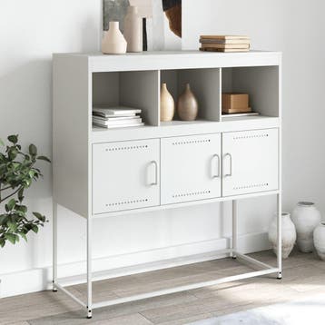 vidaXL Dressoir 100,5x39x107 cm staal wit, Verzenden, Nieuw