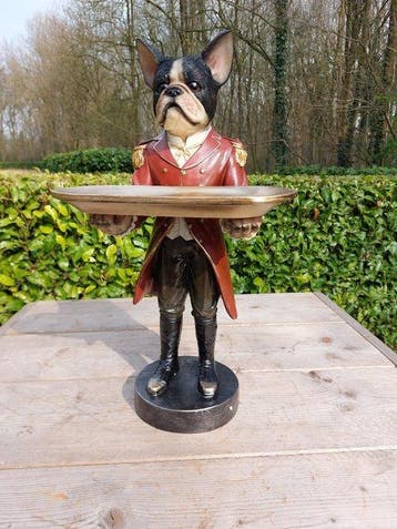 Beeld, french buldog as budhler with plateau - 50 cm -