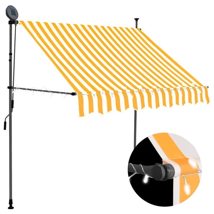 vidaXL Luifel handmatig uitschuifbaar met LED 150 cm wit en, Tuin en Terras, Zonneschermen, Nieuw, Verzenden