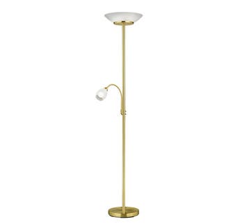 Trio GERRY vloerlamp | E27 Fitting | messing mat met wit | Ø, Verzenden, Nieuw