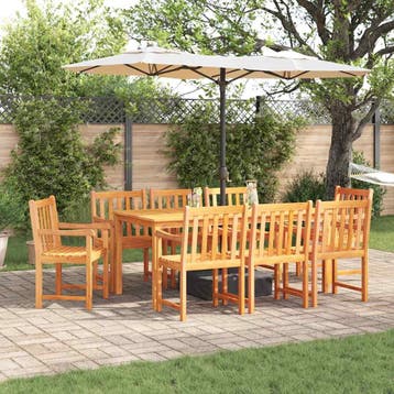 vidaXL Tuin Eettafel Set 9 st Bruin Massief Acacia Hout, Verzenden, Nieuw