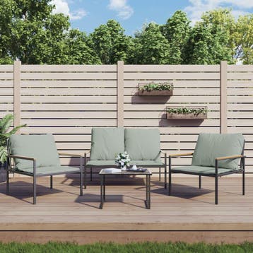 vidaXL 4-delige Loungeset met kussens staal antracietkleurig, Verzenden, Loungeset