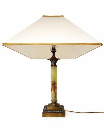 Lampe de table - Bronze doré - Lampe de table en onyx,