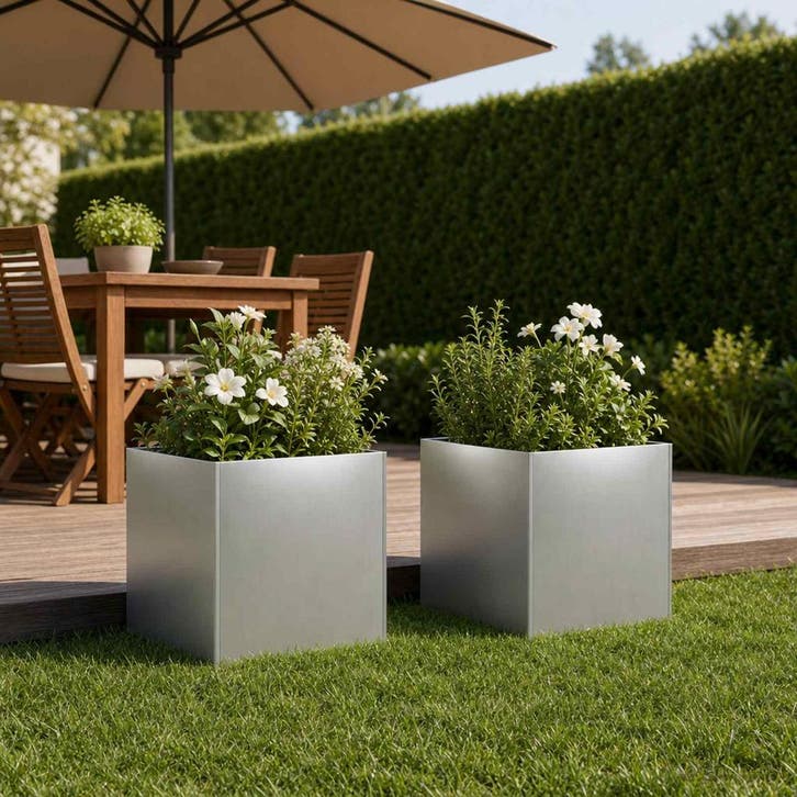 vidaXL Plantenbak 2 st zilver 25 x 25 x 25 cm Gegalvaniseerd, Jardin & Terrasse, Pots de fleurs, Envoi