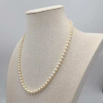 Zonder minimumprijs - Halsketting Zilver Parel - Akoya 4 mm, Nieuw