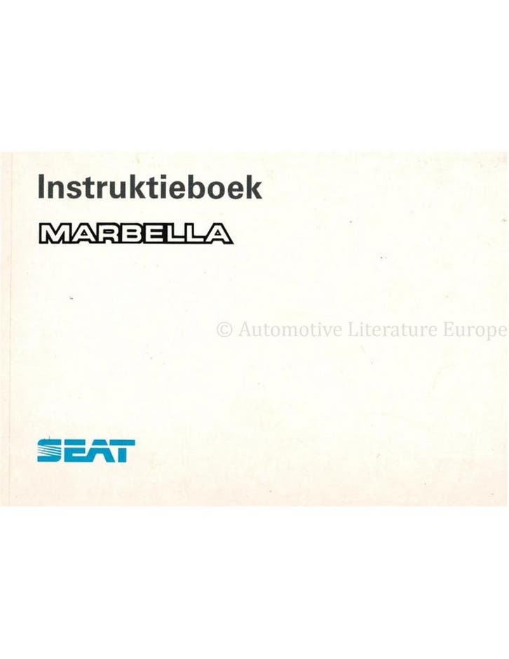 1994 SEAT MARBELLA INSTRUCTIEBOEKJE NEDERLANDS, Autos : Divers, Modes d'emploi & Notices d'utilisation, Enlèvement ou Envoi