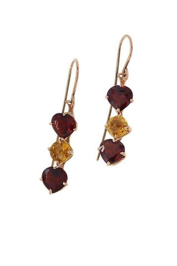 Oorbellen - 9 kt. Roségoud - 7.00ct. tw. Granaat - Citrien