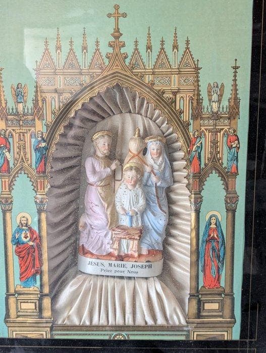 Sin marca - Diorama Sagrada Familia en relieve - Frankrijk, Antiquités & Art, Antiquités | Livres & Manuscrits