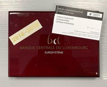 Luxemburg. 2 Euro 2016/2018 (5 monnaies) Proof