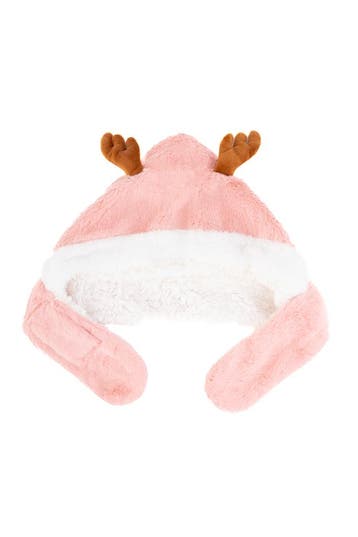 Muts Rendier Fleece Lichtroze Bont Hoorns Oren Touwtjes Roze, Kinderen en Baby's, Kinderkleding | Petten en Hoeden, Ophalen of Verzenden