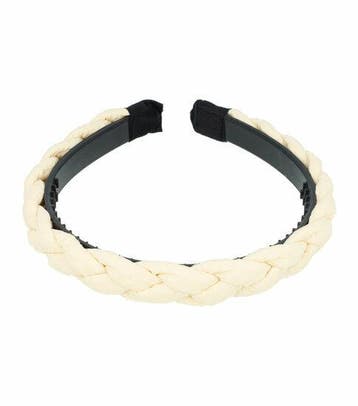 Haarband Diadeem 2cm – Gevlochten Kreukel Stof – Creme, Nieuw