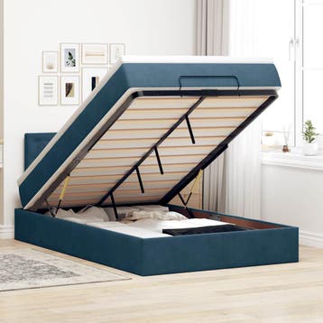 vidaXL Bed poef met matras 120x190 cm fluweel donkerblauw, Verzenden