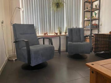 Set van 2 verschillende leren draaifauteuils met, Ophalen of Verzenden
