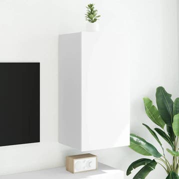vidaXL Tv-wandmeubel met LED-verlichting 40,5x35x80 cm wit, Verzenden