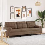 vidaXL Driezitsbank met sierkussens 210 cm stof bruin, Verzenden, Nieuw