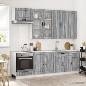 vidaXL Keukenblok KALMAR 8 st Grijs Sonoma Bewerkt hout, Verzenden, Nieuw