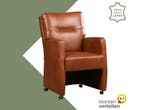 Leren eetkamerstoel Sharp - Granada Savannah (cognac) -, Huis en Inrichting, Stoelen, Eigentijds, Modern, Bruin, Nieuw, Leer