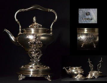 Christofle - Theeketel - Verzilverd - ca. 1850 met Stand &