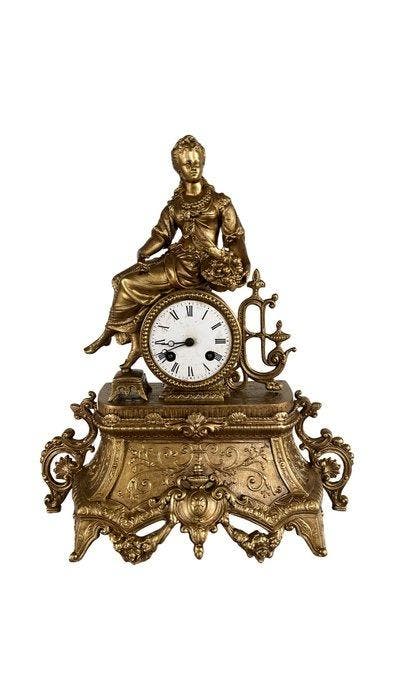 Pendule - Zinklegering, Messing - 1850-1900, Antiek en Kunst, Antiek | Klokken