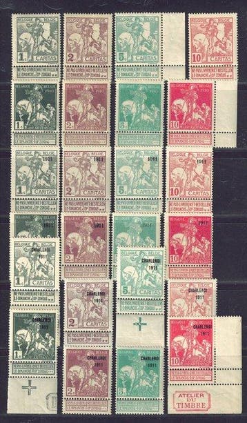 Belgique 1910/1911 - Lensemble complet, sans impression,