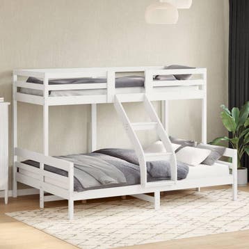 vidaXL Stapelbed massief grenenhout wit 90x200/140x200 cm, Verzenden, Nieuw
