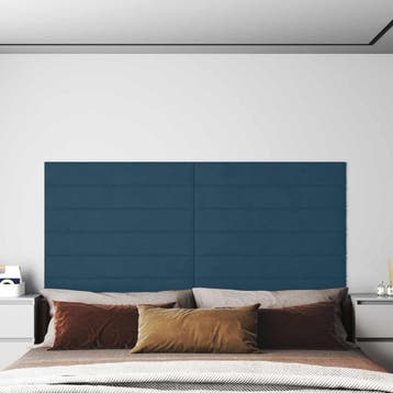 vidaXL Wand Hoofdbord 12 st Blauw Fluweel, Verzenden