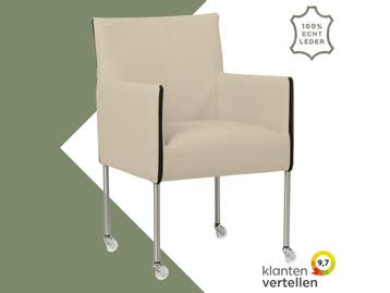 Leren eetkamerstoel More - Toledo Betulla (crème) - Poten, Huis en Inrichting, Overige kleuren, Bohemian, Industrieel, Modern, Scandinavisch