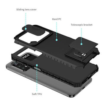 Xiaomi Poco X3 Pro - Kickstand Hoesje met Camera Slide -, Verzenden