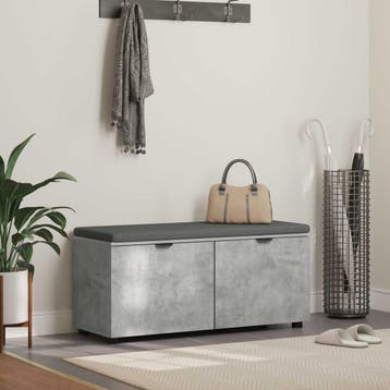 vidaXL Hallenbank met kussen met plank Beton Grijs 100 x 38, Verzenden