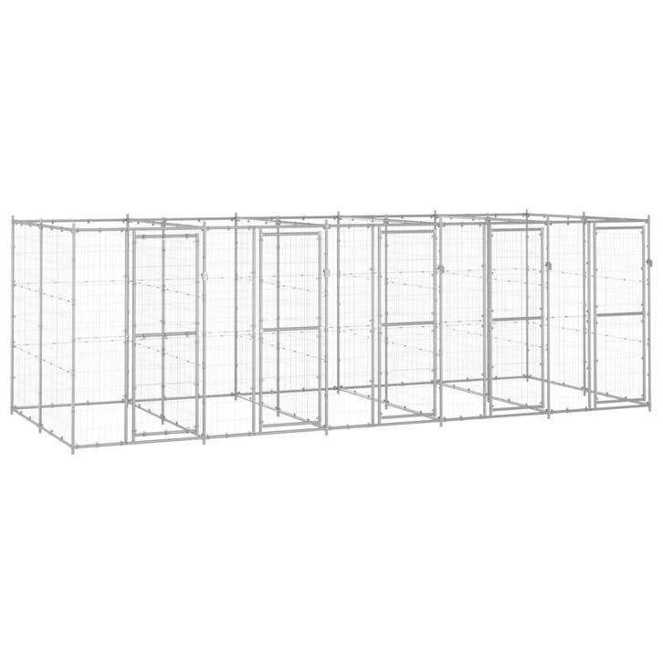 vidaXL Hondenkennel 12,1 m² gegalvaniseerd staal, Dieren en Toebehoren, Hondenbenches, Nieuw, Verzenden