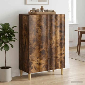 vidaXL Dressoir met lade Gerookt eiken 66 x 34,5 x 95 cm, Verzenden, Nieuw
