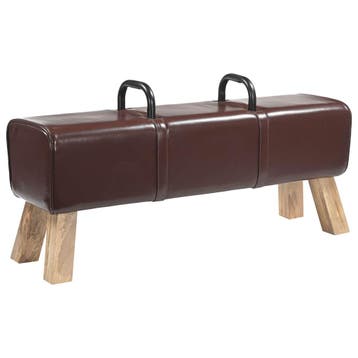 vidaXL Bank Donkerbruin 110 x 30 x 45 cm Echt Leer, Huis en Inrichting, Verzenden, Nieuw