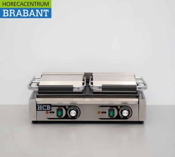 HCB RVS Dubbele Contactgrill Paninigrill Grill Ribbel/Glad, Ophalen of Verzenden