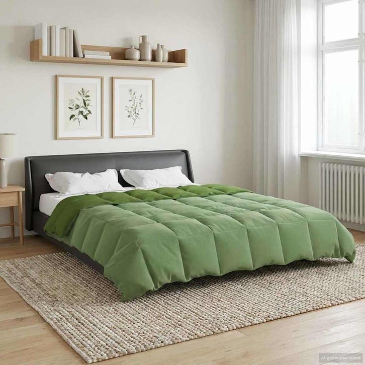 vidaXL Volledig Jaar Dekbed Gekwilt Groen 220 x 240 cm, Maison & Meubles, Chambre à coucher | Linge de lit, Envoi