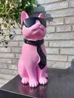 Beeld, pink cat with tie and sunglasses - 29 cm - polyresin