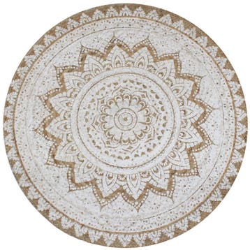 vidaXL Tapijt met print rond 150 cm gevlochten jute, Huis en Inrichting, Verzenden, Nieuw
