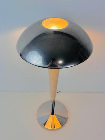 Lamp - Grote vintage tafellamp - Hout, Aluminium, Glas