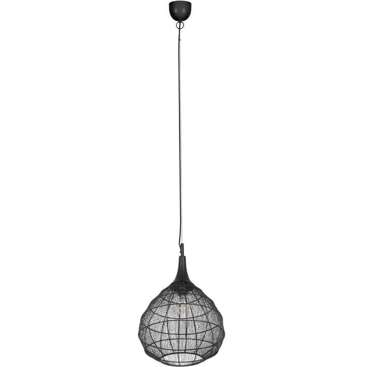 Metalen LED Hanglamp Trion Sorana - Zwarte 1-lichts E27 Hang, Huis en Inrichting, Lampen | Hanglampen, Nieuw, Verzenden